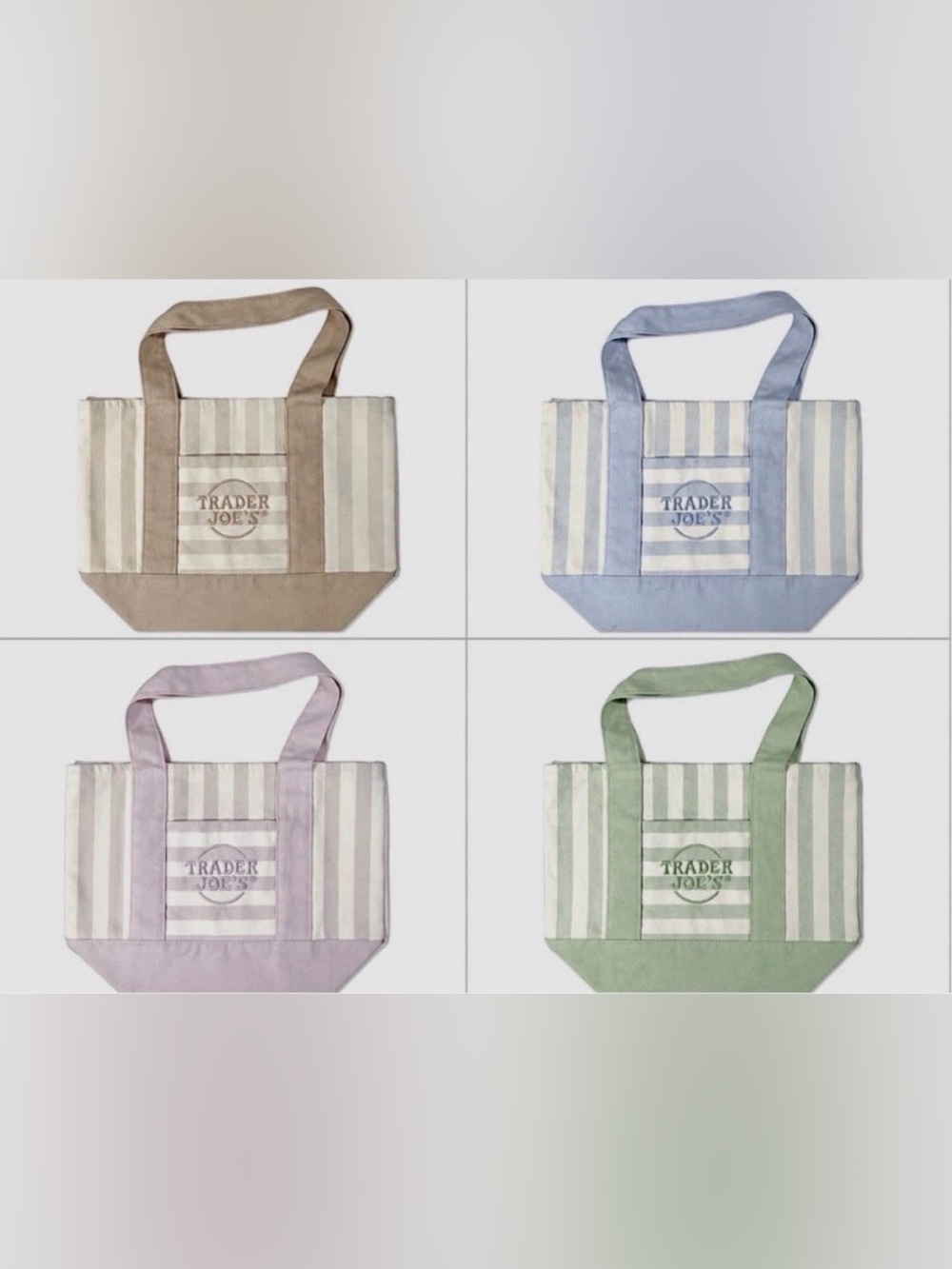 NEW LIMITED EDITION Trader Joe’s Striped Canvas Tote Bag